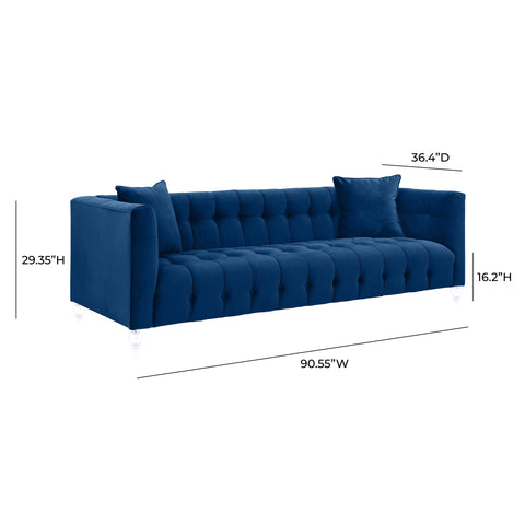 Bea Contemporary Velvet Tuxedo Sofa with Button Detailing