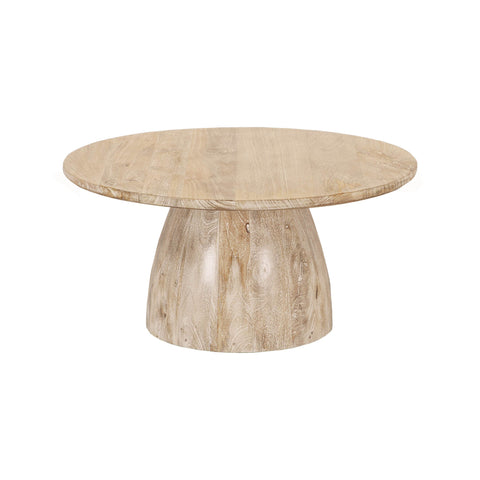 LH Imports Truffle Timeless Minimalist Drum Coffee Table