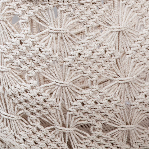 Suzone Natural White Woven Crocheted Cotton Boat Shaped Basket, Set of 2