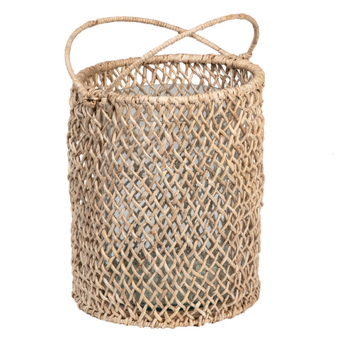 Flyer Hand Woven Abaca Round Hurricanes with Handles, Set of 2