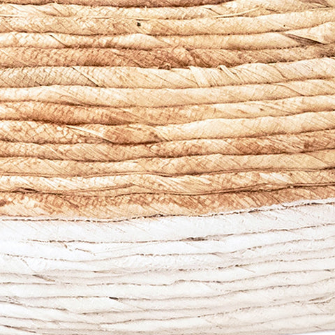 Eviti Natural Woven Round Abaca Nesting Low-Profile Two Toned Baskets in Natural and White