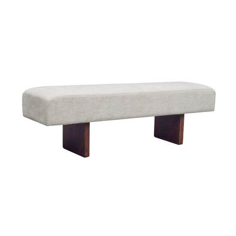 Timeless Minimalist Modern Upholstered Lounge Bench with Walnut Plinth Base