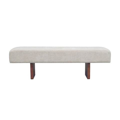 Timeless Minimalist Modern Upholstered Lounge Bench with Walnut Plinth Base