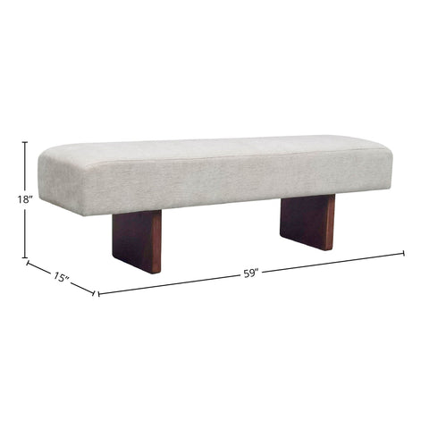 Timeless Minimalist Modern Upholstered Lounge Bench with Walnut Plinth Base