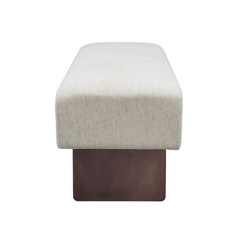 Timeless Minimalist Modern Upholstered Lounge Bench with Walnut Plinth Base