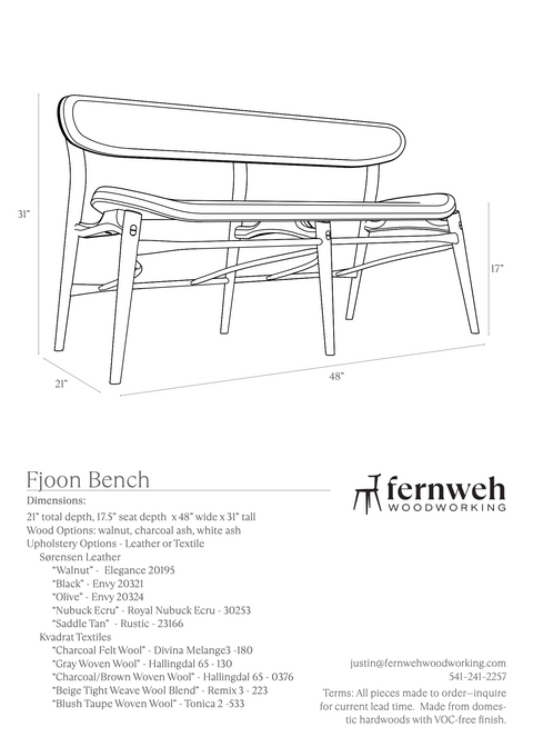 Fjoon Timeless Minimalist Mid Century Modular Bench