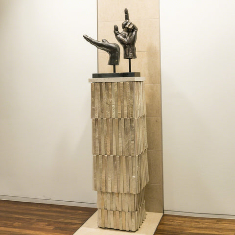 Decorating Essentials Handcrafted Stone Pedestal Stand