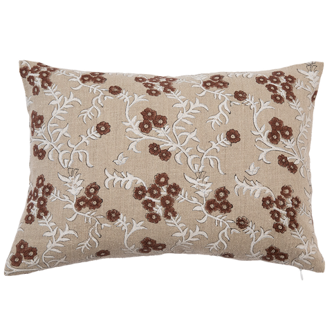 Filling Spaces Artful Traditionalist Bohemian Embroidery Lumbar Pillow - 18 x 18 - 20 x 20 - 22 x 22 - 24 x 24 - 26X 26 - 14 x 20 - 14 x 40 - 18 x 40 - 16 x 50