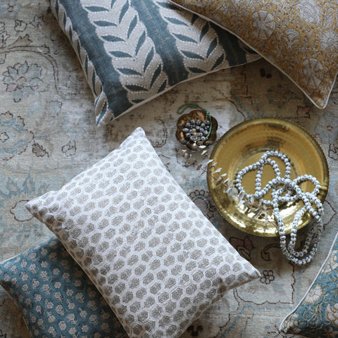 Filling Spaces Artful Traditionalist Organic Handcrafted Embroidery Accent Pillow - 18 x 18 - 20 x 20 - 22 x 22 - 24 x 24 - 26X 26 - 14 x 20 - 14 x 40 - 18 x 40 - 16 x 50