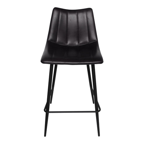 Alibi Ergonomic Upholstered Counter Stool with Tapered Sled Legs