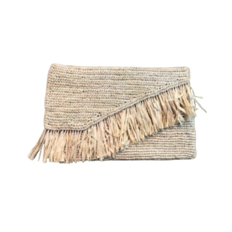 Beach Fringe Solid Clutch with Magnetic Closure