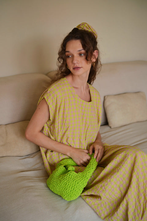 Casual Handmade Braided Lime Green Clutch