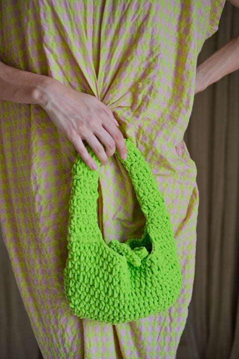 Casual Handmade Braided Lime Green Clutch
