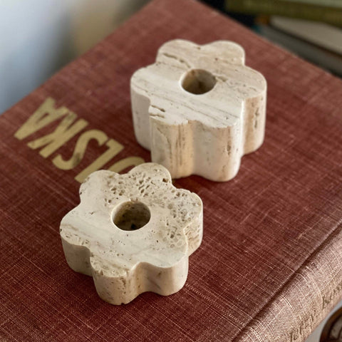 Bud Candle Set in Travertine