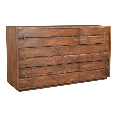 Rustic Modern Double Dresser with Inset Handles Drawer Chest