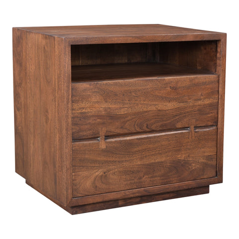 Organic Rustic Rectangle Wood Nightstand with Plinth Base