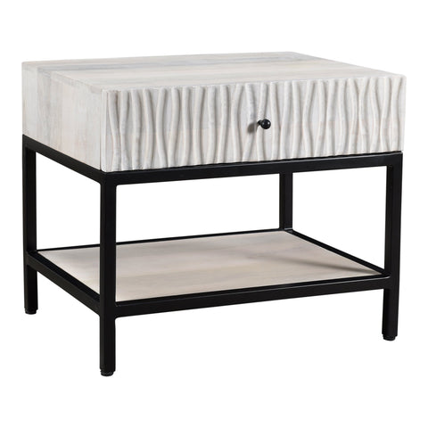 Contemporary Two-tone Nightstand with Block Feet