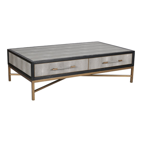 Mako Art Deco Shagreen Coffee Table with Storage