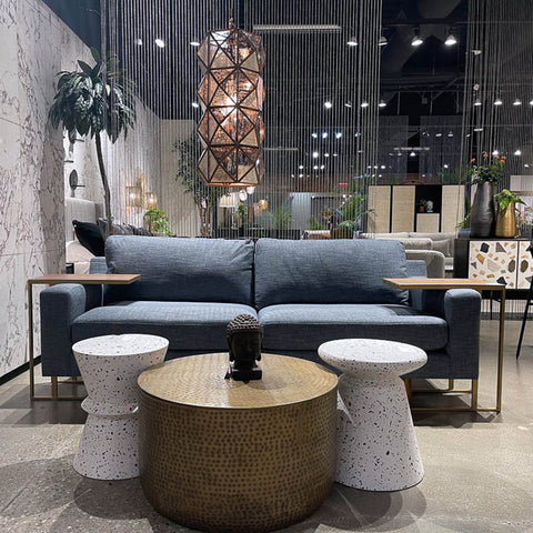 LH Imports Timeless Minimalist Concrete Drum Center Table