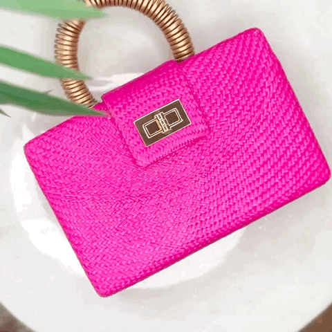 Beach Beaded Turn Lock Clutch