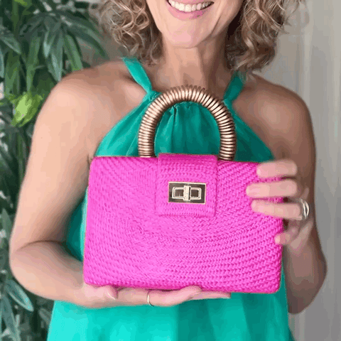 Beach Beaded Turn Lock Clutch