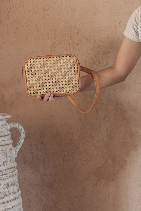 Global Eclecticist Geometric Leather Trim Crossbody