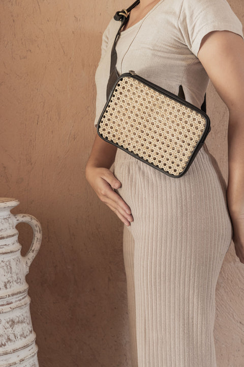 Global Eclecticist Geometric Leather Trim Crossbody