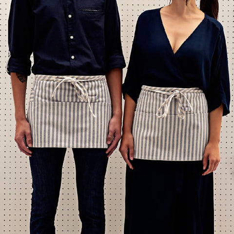 Waist Stripe Apron with Pockets and Utility Loop