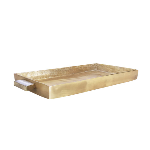 Modern Agate and Brass Lipped Serving Tray