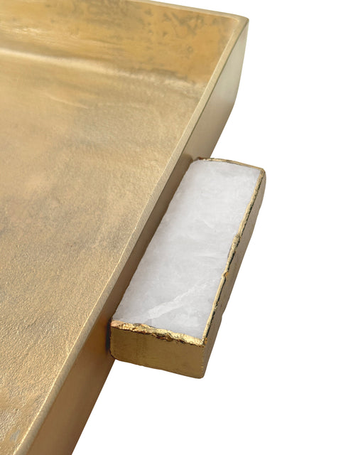 Modern Agate and Brass Lipped Serving Tray