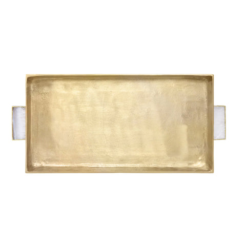 Modern Agate and Brass Lipped Serving Tray