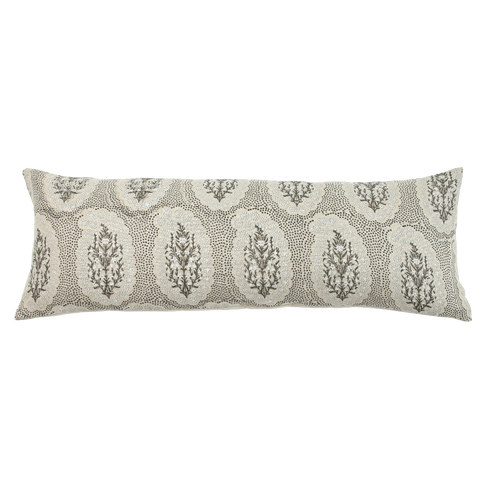 Filling Spaces Artful Traditionalist Handcrafted Lumbar Pillow with Hand Block Print - 18 x 18 - 20 x 20 - 22 x 22 - 24 x 24 - 26X 26 - 14 x 20 - 14 x 40 - 18 x 40 - 16 x 50