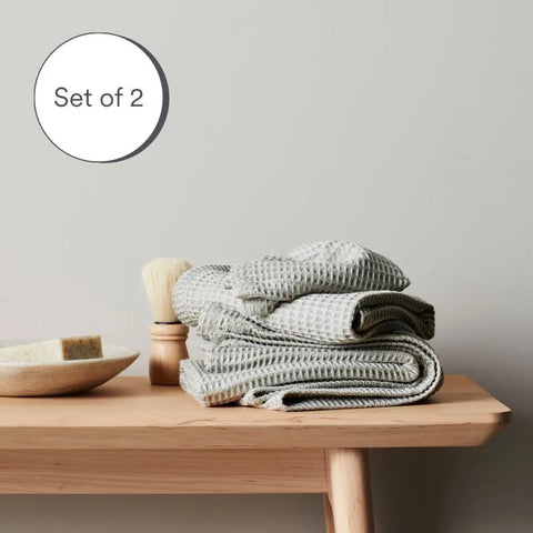 Ettitude Bamboo Waffle Weave Quick Dry Soft Bath Towel - Set of 2