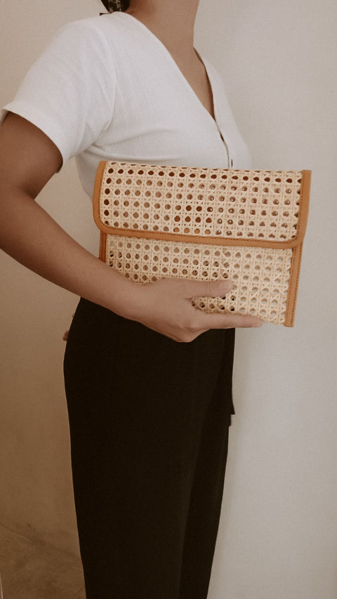 Handmade Geometric Contrast Trim Clutch