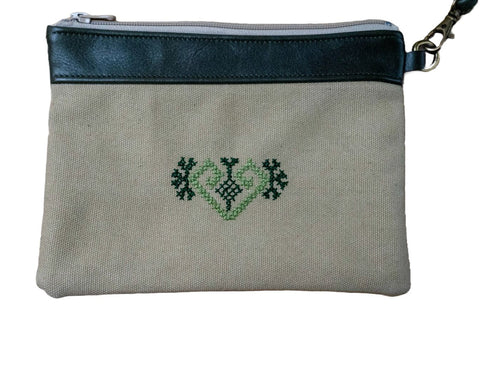 Geometric Embroidered Handmade Lined Clutch