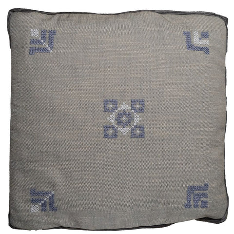 Powered by People Artful Traditionalist Bohemian Handcrafted Embroidery Pillow Cover - 18 x 18
