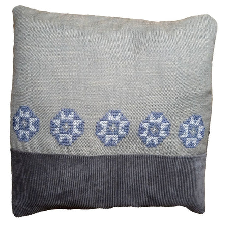 Powered by People Artful Traditionalist Handcrafted Embroidery Bohemian Pillow Cover - 18 x 18