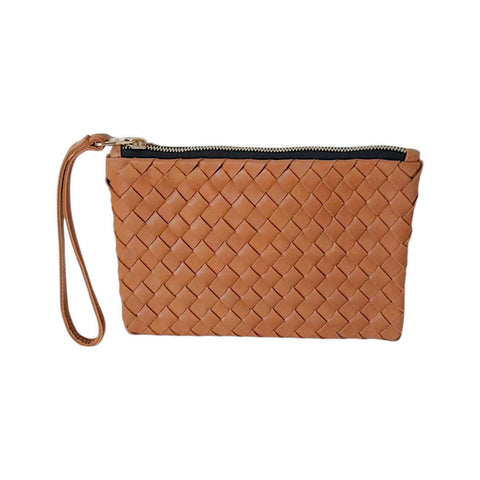 Braided Basket Weave Handmade Pouch with Zipper Closure