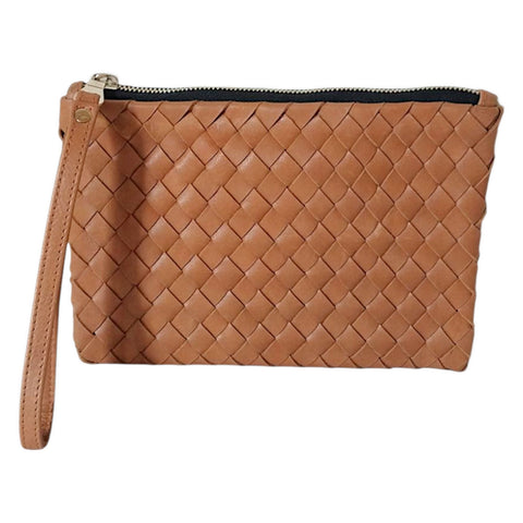 Braided Basket Weave Handmade Pouch with Zipper Closure