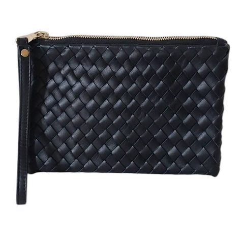 Braided Basket Weave Handmade Pouch with Zipper Closure