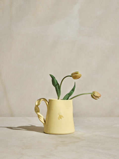 Yellow Bee Stoneware Pitcher