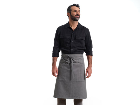Bistro Stripe Adjustable Apron with Deep Patch Pockets