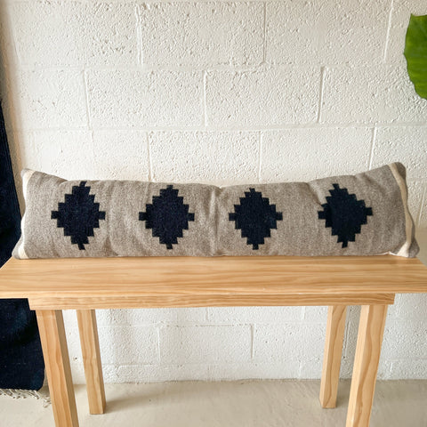 Artful Traditionalist Bohemian Lumbar Wool Throw Pillow