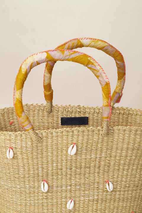 Handmade Beaded Basket Weave Open Top Basket Bag
