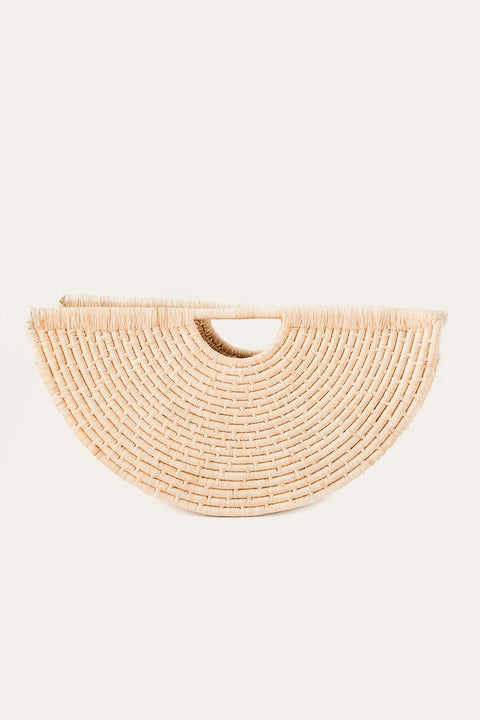 Handmade Geometric Raffia Tote with Open Top