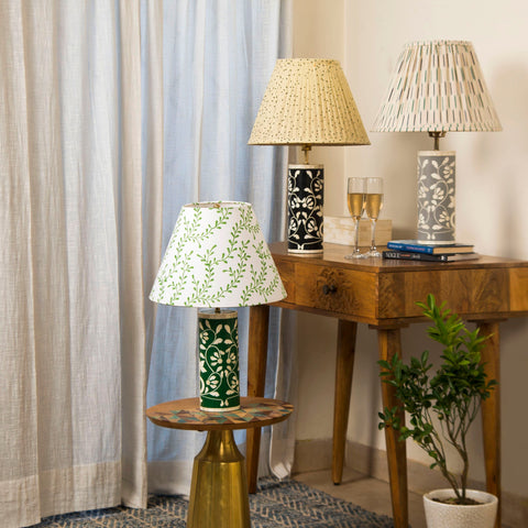 Accent Traditional Conical Table Lamp with Pleated Shade