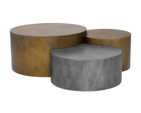 Sunpan Neo Abstract Curved Drum Coffee Table Set