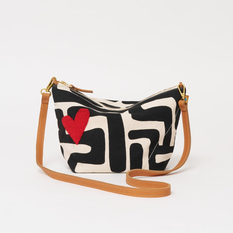 Abstract Heart Graphic Beaded Convertible Pouch