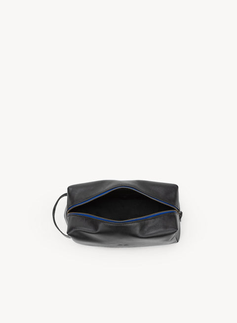 Travel Solid Black Dopp Kit with Zip Top and Strap Handle