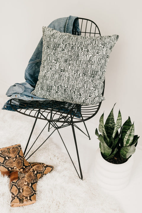 Powered by People Contemporary Graphic Linen Accent Pillow with Removable Cover - 18 x 18